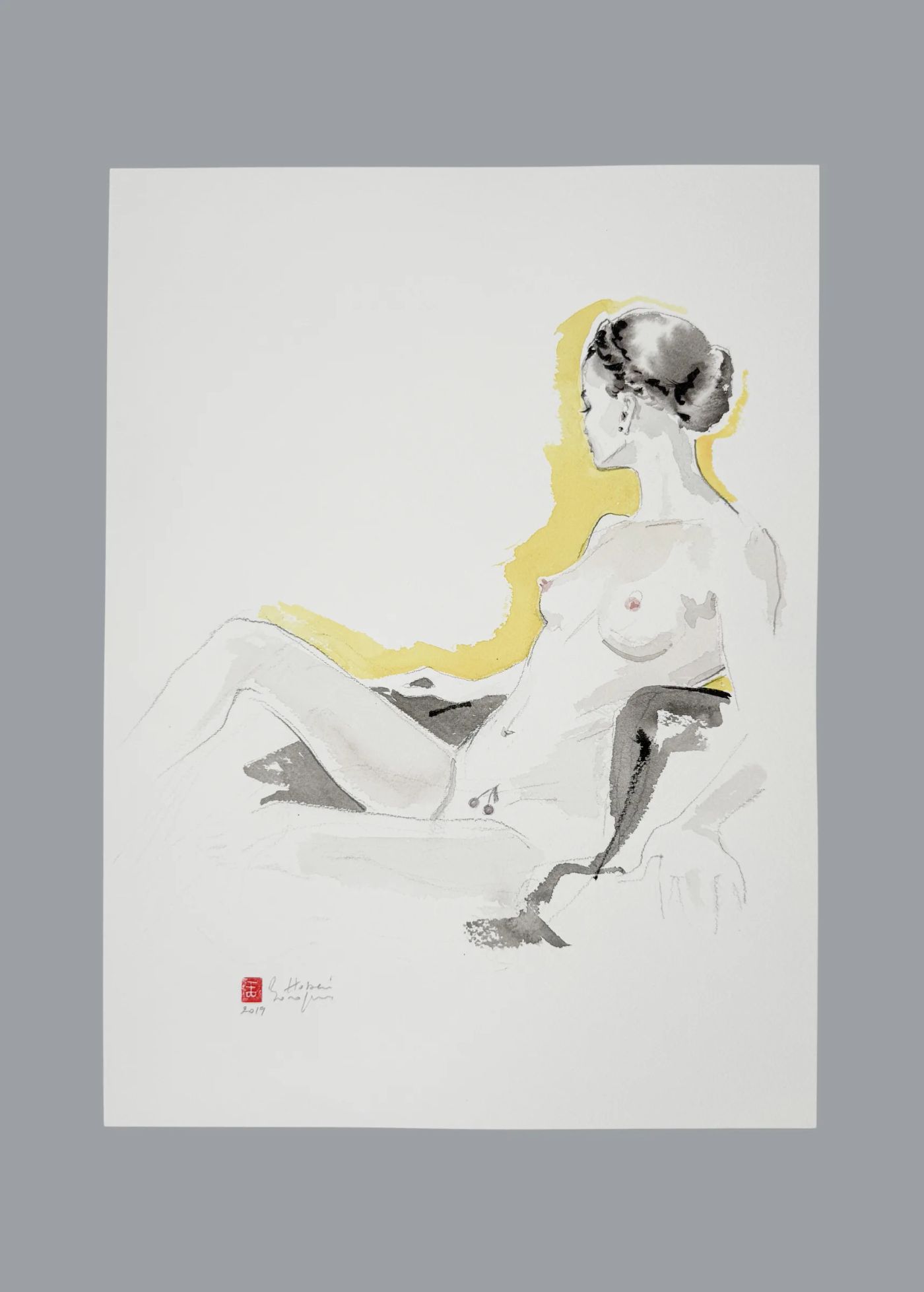 Cerise — Encres et crayon sur papier, Hossein Borojeni, Figuratif