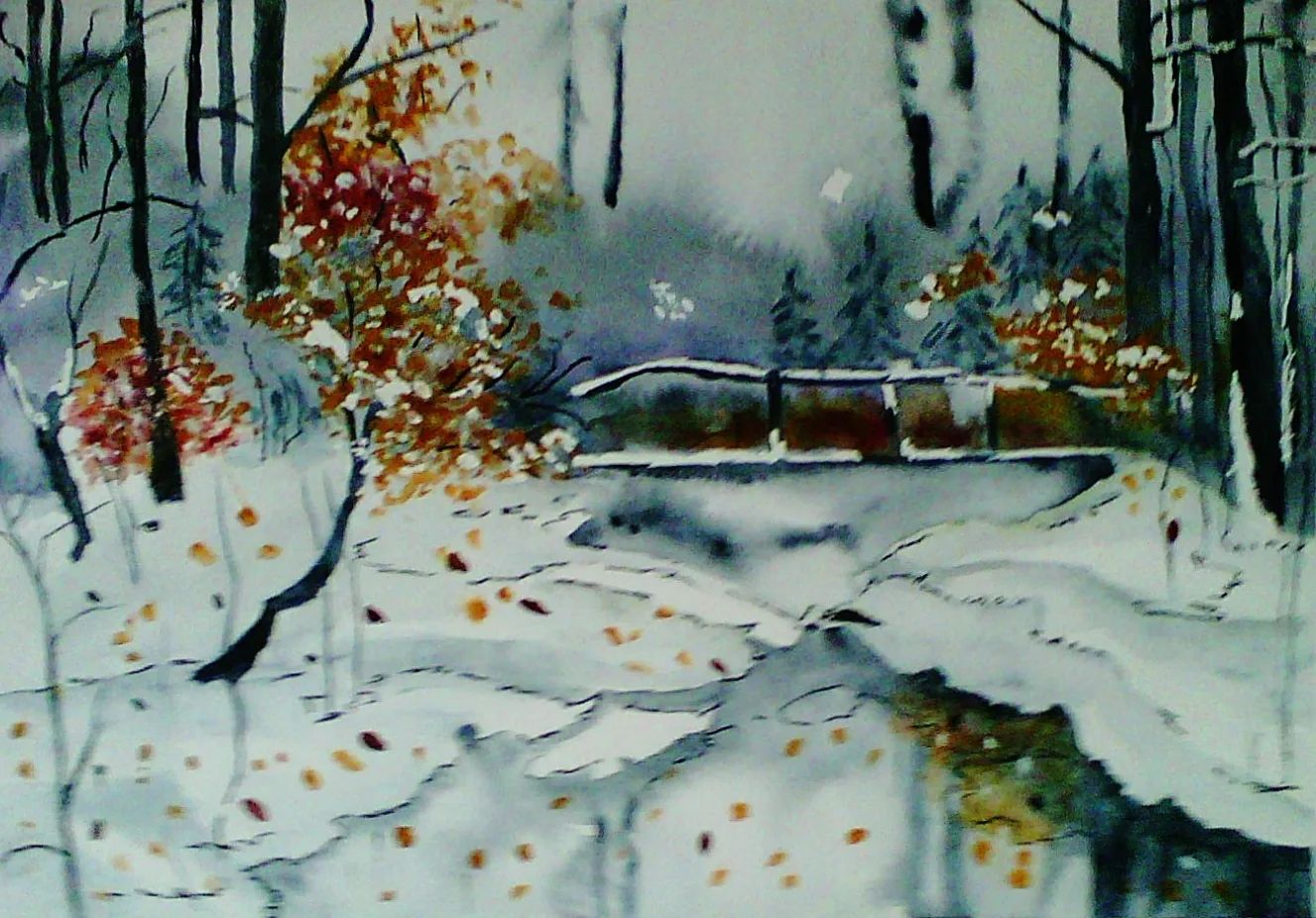 HIVER — Aquarelle, Thérèse Hanot, Art contemporain