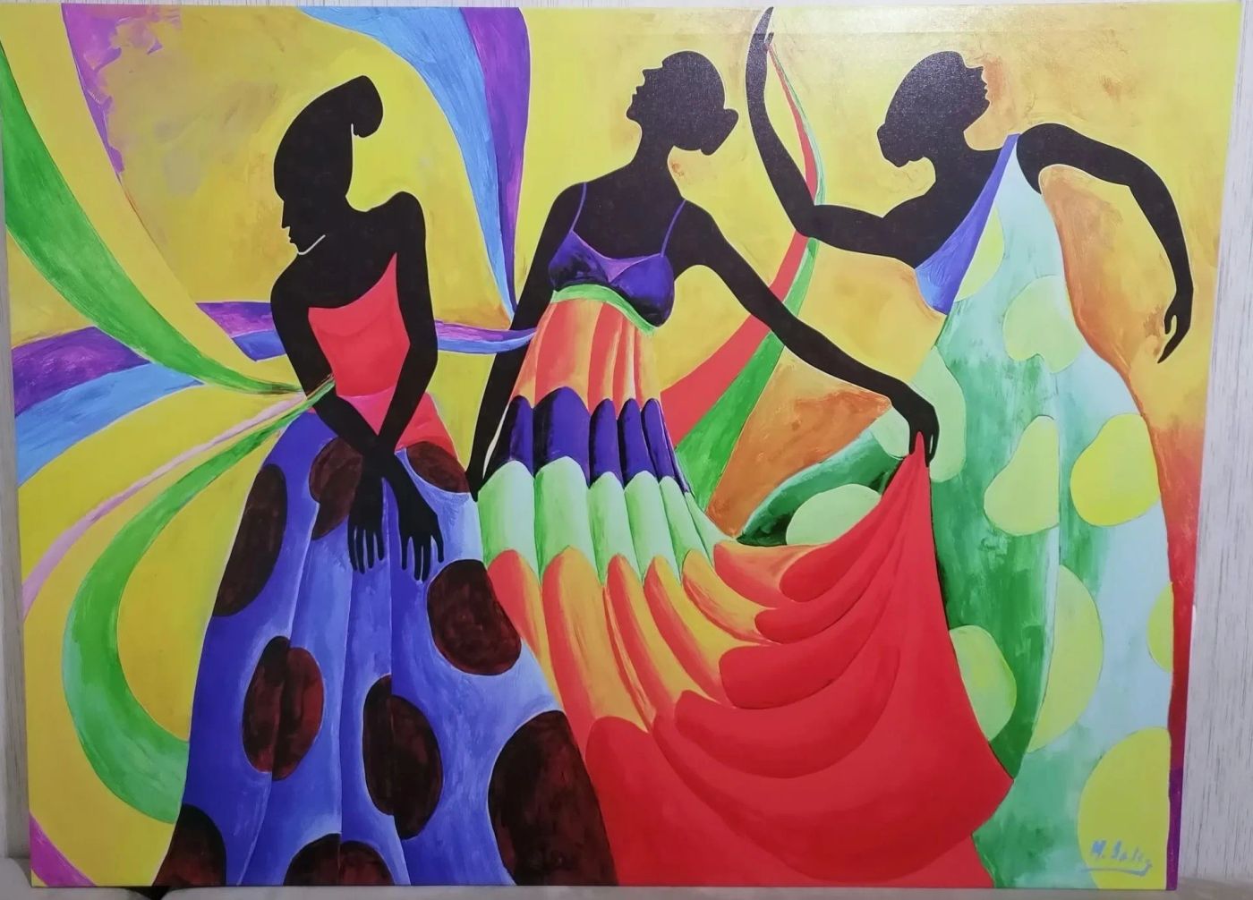 Magnifique tableau décoratif peint à la main sur toile canvas avec châssis en bo — ADIL ADIL