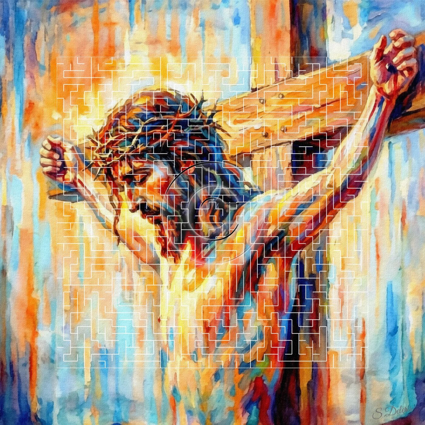 La  grâce de Jésus-Christ / Toile impressionniste (60x60 cm) — Art numérique, 2026 — œuvre de Steve Deleris, art Art numérique