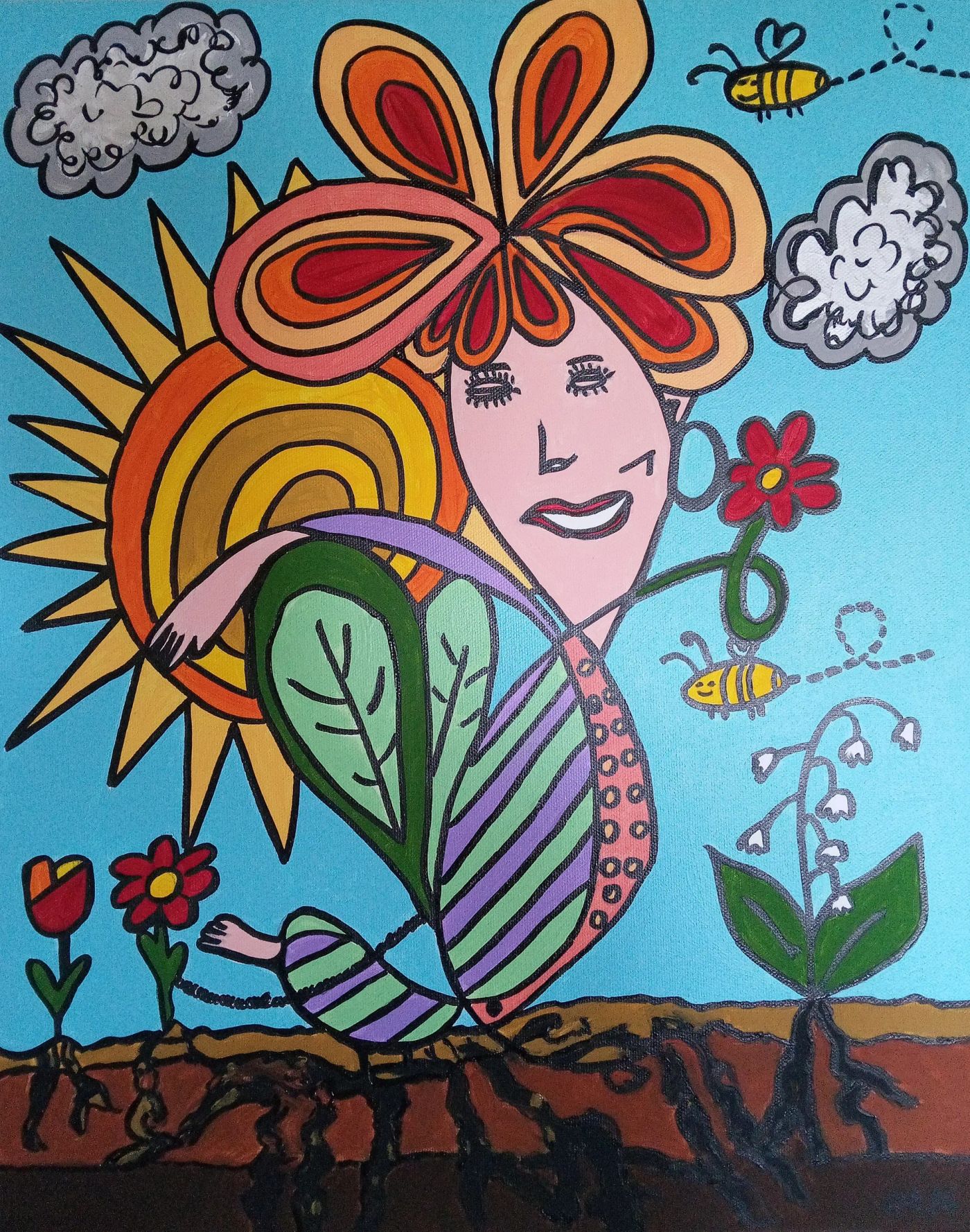 Enracinée — Acrylique, CubismishArt, Art singulier
