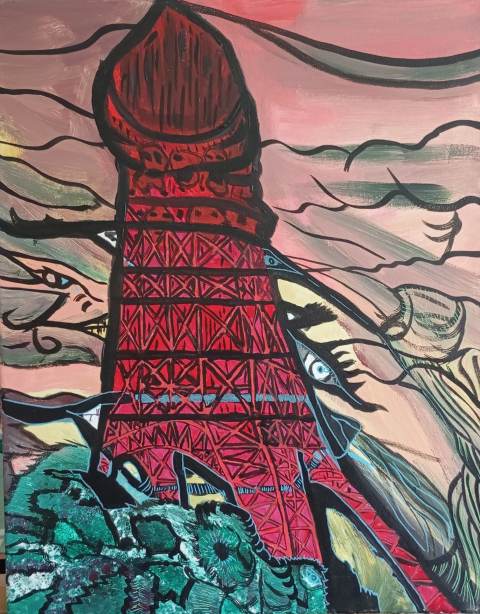 Doight Japan — Acrylique, 2025 — œuvre de Crétart-Blast, art Abstraction