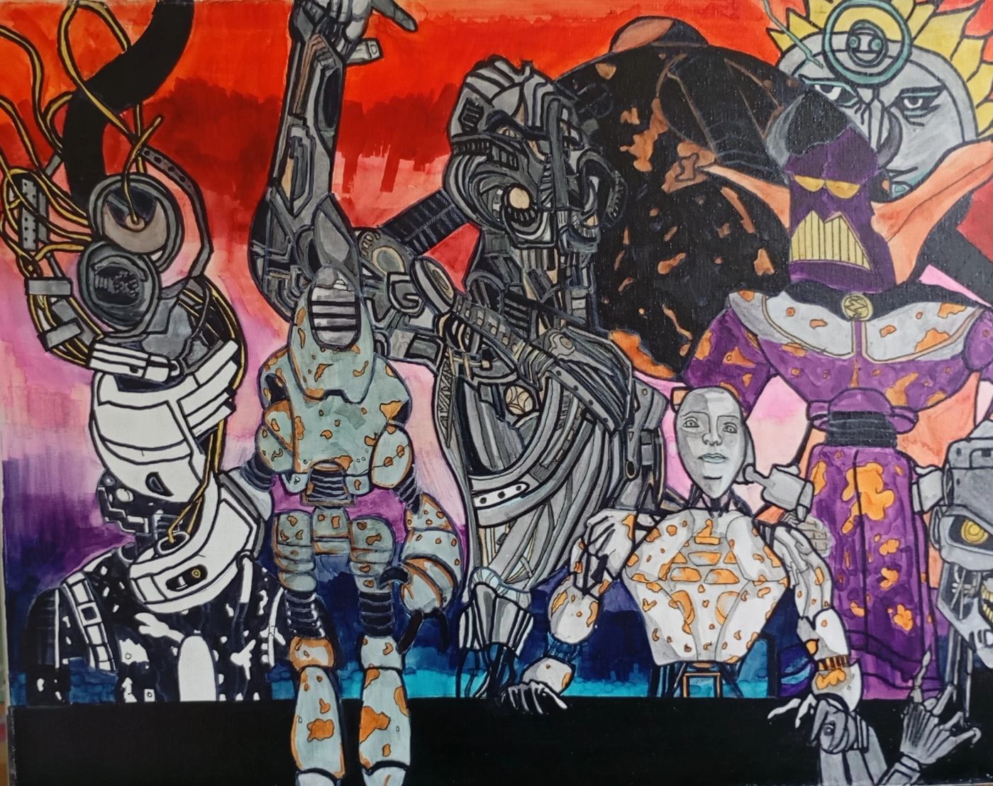 Les robots dans notre passé. — Acrylique, Crétart-Blast, Abstraction