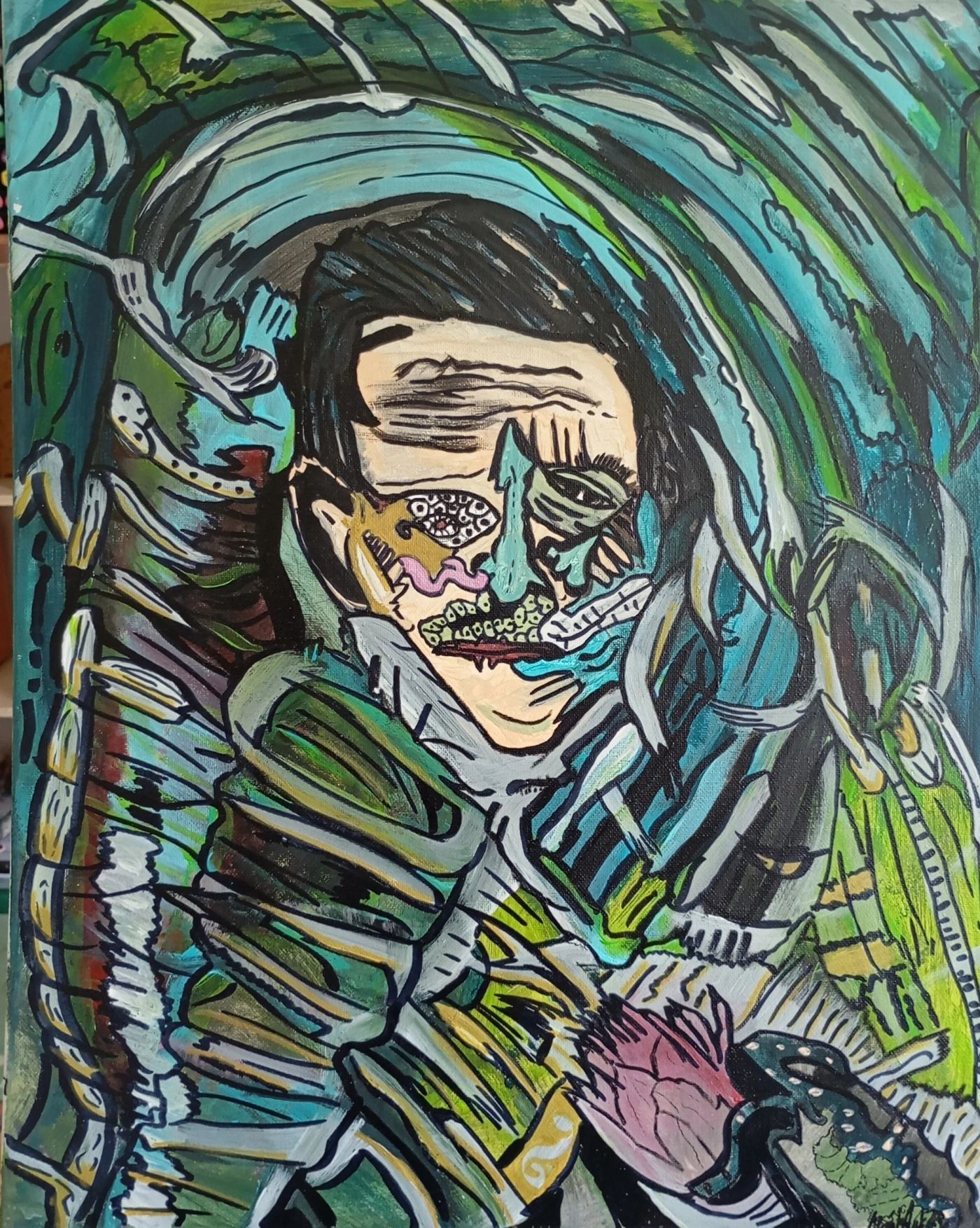 Portrait H.P.Lovecraft — Acrylique, Crétart-Blast, Abstraction