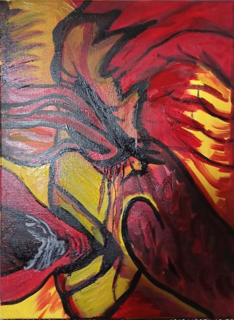Manipulation Toxique — Huile, 2025 — œuvre de Crétart-Blast, art Abstraction