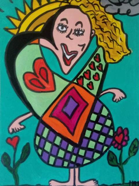 Reine de Coeur — Acrylique, 2026 — œuvre de CubismishArt, art Abstraction, Figuratif, Art contemporain