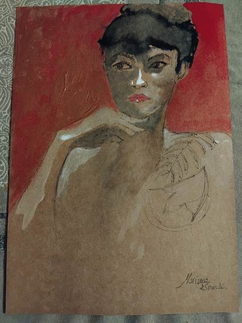 Mariana 25 Mars (2) — Acrylique sur papier, 2026 — œuvre de Florence De martino, art Portraitiste