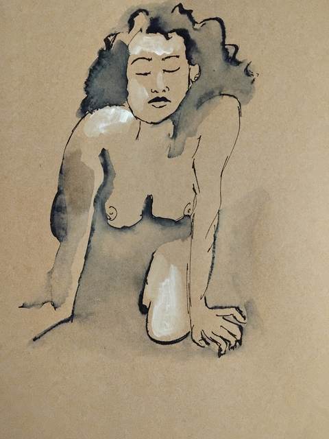 Cel 25 FéVrier (6) — Acrylique sur papier, 2026 — œuvre de Florence De martino, art Portraitiste