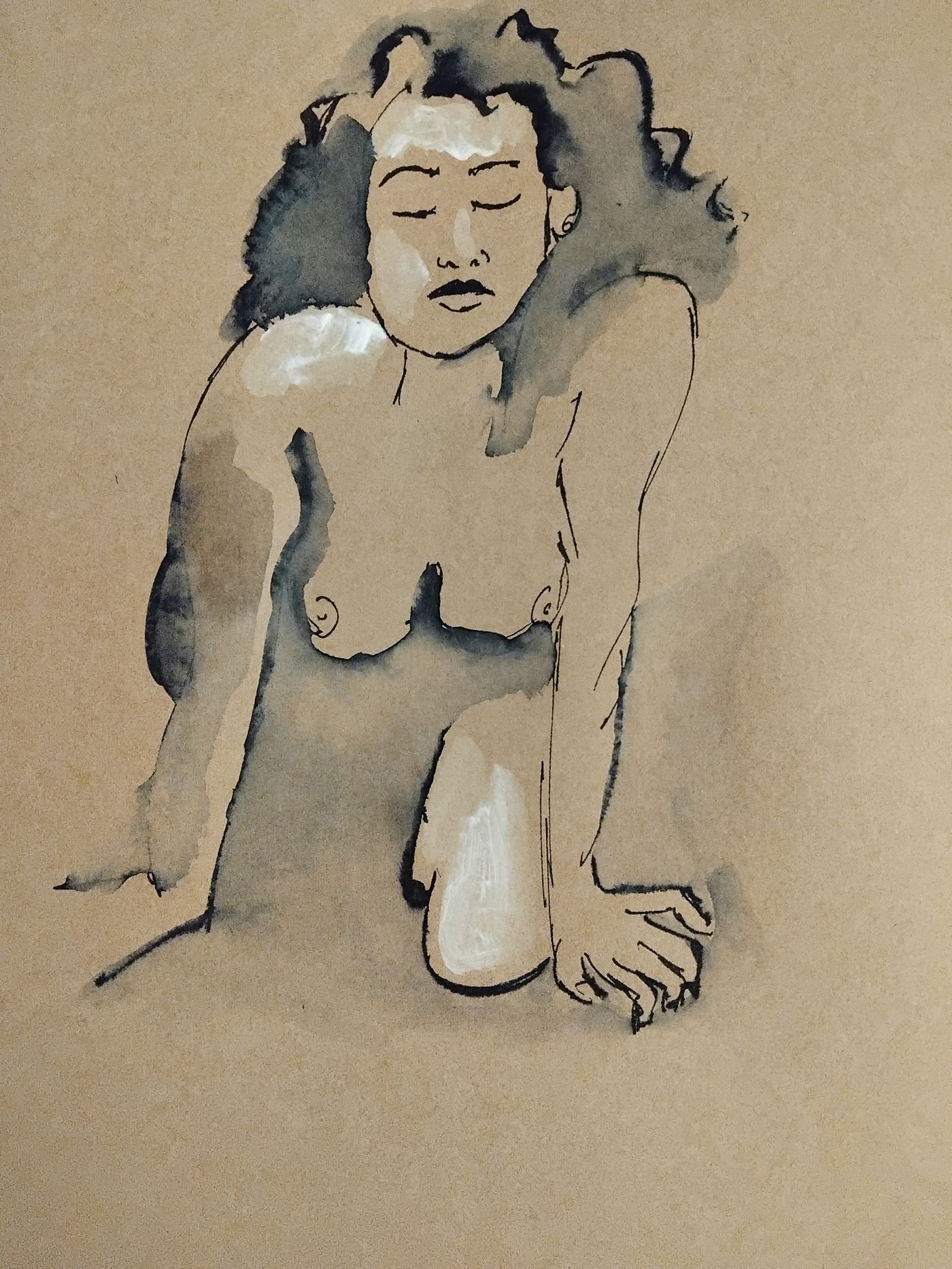 Cel 25 FéVrier (6) — Acrylique sur papier, Florence De martino, Portraitiste