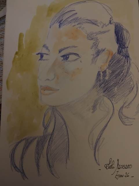 Lilu Massaro 7 Janvier (1) — Aquarelle, 2026 — œuvre de Florence De martino, art Portraitiste