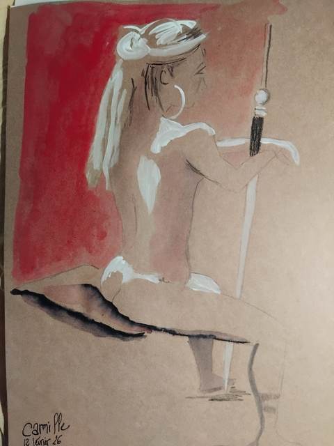 Camille 12 FéVrier (1) — Acrylique sur papier, 2026 — œuvre de Florence De martino, art Portraitiste