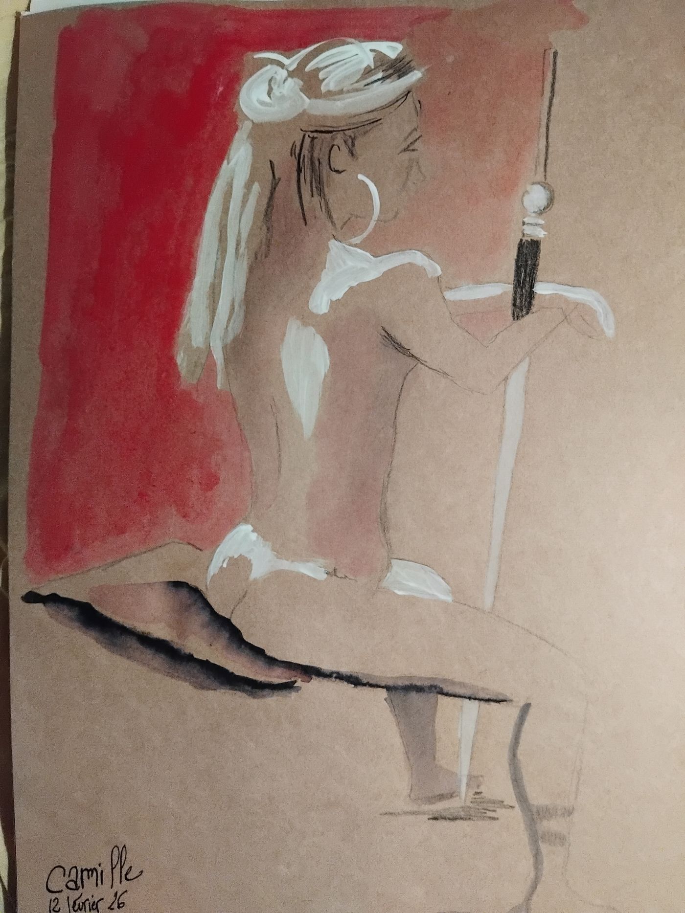 Camille 12 FéVrier (1) — Acrylique sur papier, Florence De martino, Portraitiste