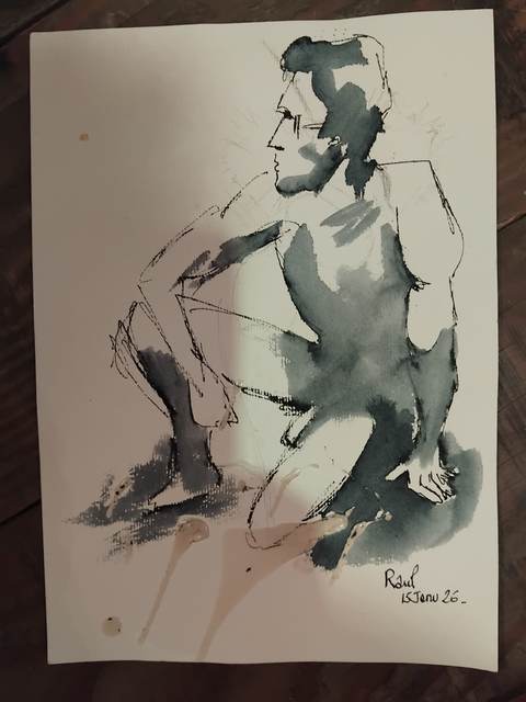 Raul 15 Janvier (1) — Acrylique sur papier, 2026 — œuvre de Florence De martino, art Portraitiste