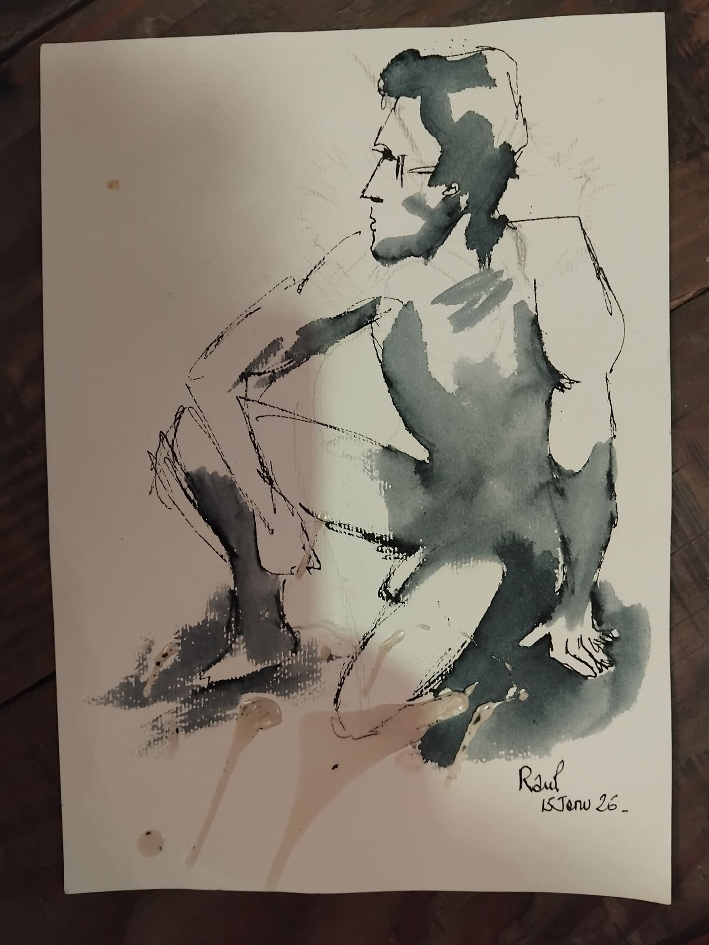 Raul 15 Janvier (1) — Acrylique sur papier, Florence De martino, Portraitiste