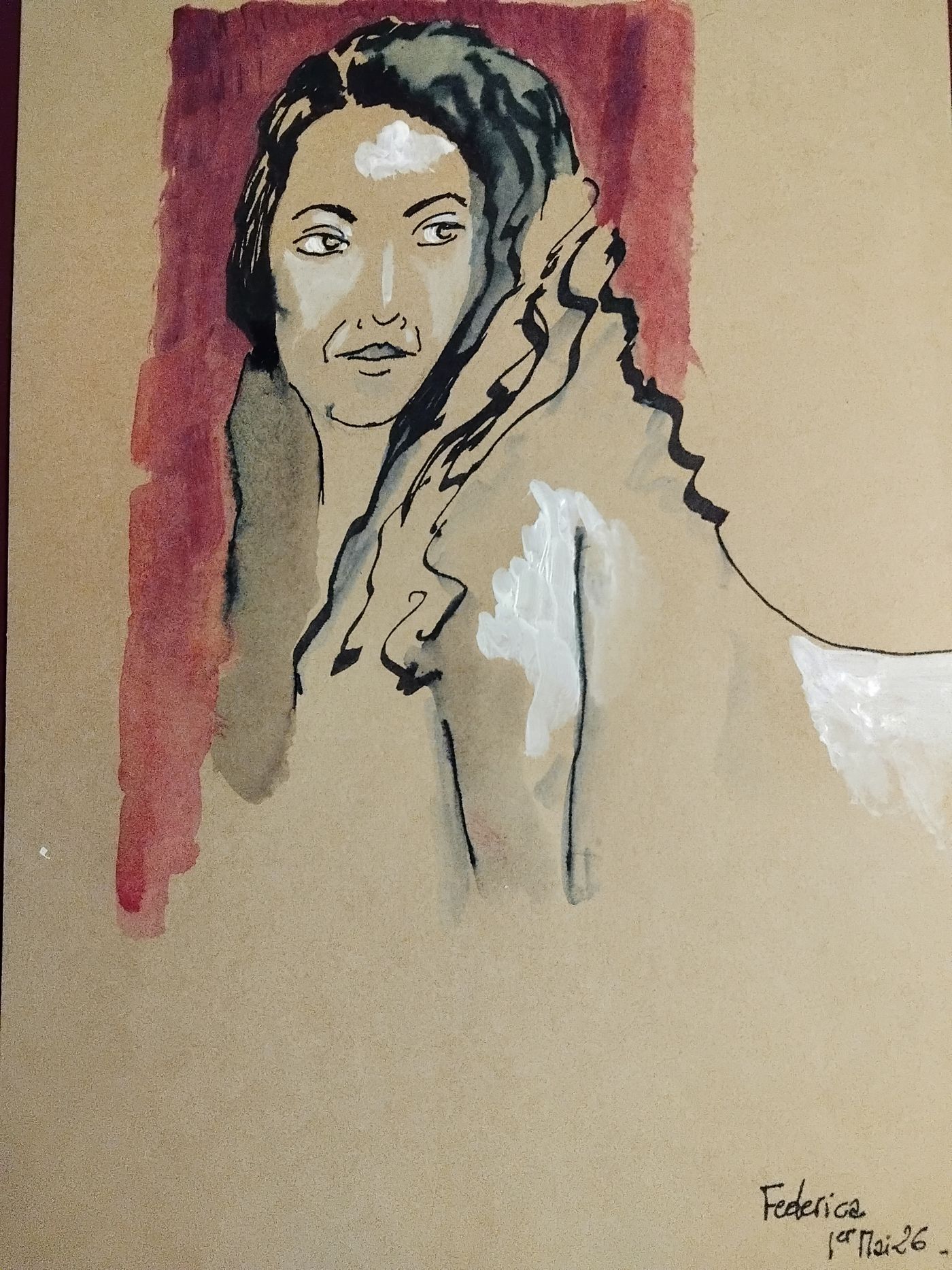 Federica 1er Mai (1) — Acrylique sur papier, Florence De martino, Portraitiste