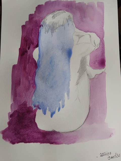 Aariio 19 Avril (6) — Aquarelle, 2026 — œuvre de Florence De martino, art Portraitiste