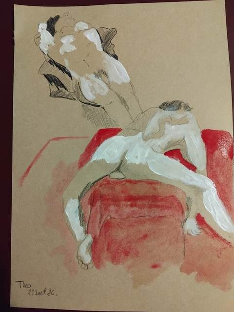 ThéO 29 Avril 26 (9) — Acrylique sur papier, 2026 — œuvre de Florence De martino, art Portraitiste