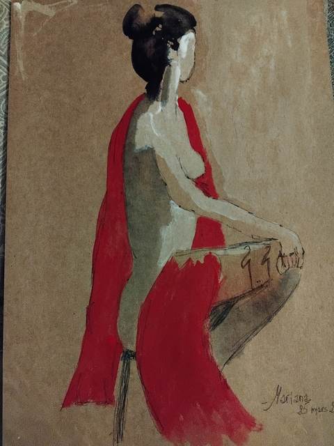 Mariana 25 Mars (8) — Acrylique sur papier, 2026 — œuvre de Florence De martino, art Portraitiste