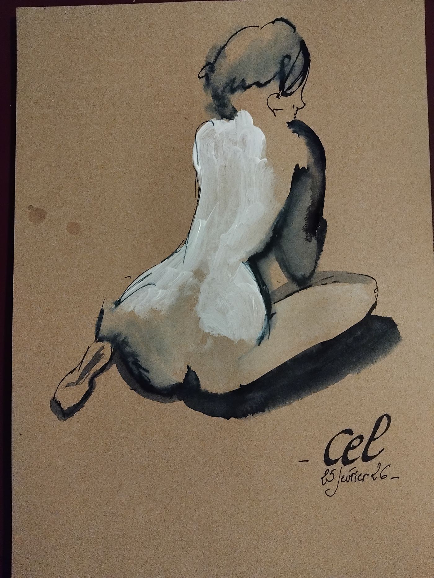 Cel 25 FéVrier (3) — Acrylique sur papier, Florence De martino, Portraitiste