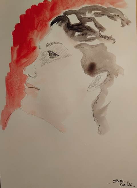 Oksana 8 Avril 2026 2 (10) — Acrylique sur papier, 2026 — œuvre de Florence De martino, art Portraitiste