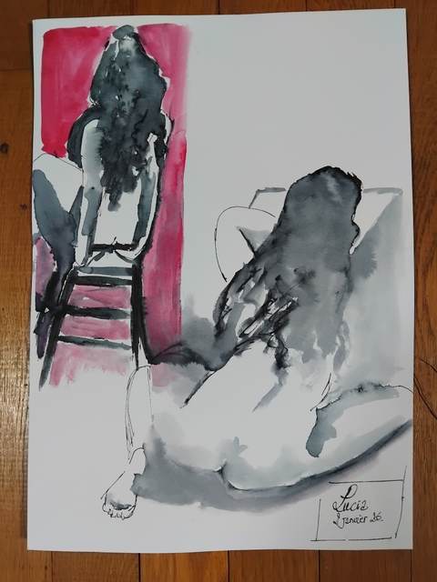 Lucia 2 Janvier (2) — Acrylique sur papier, 2026 — œuvre de Florence De martino, art Portraitiste