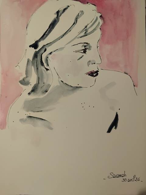 Savannah 30 Avril 26 (4) — Acrylique sur papier, 2026 — œuvre de Florence De martino, art Portraitiste