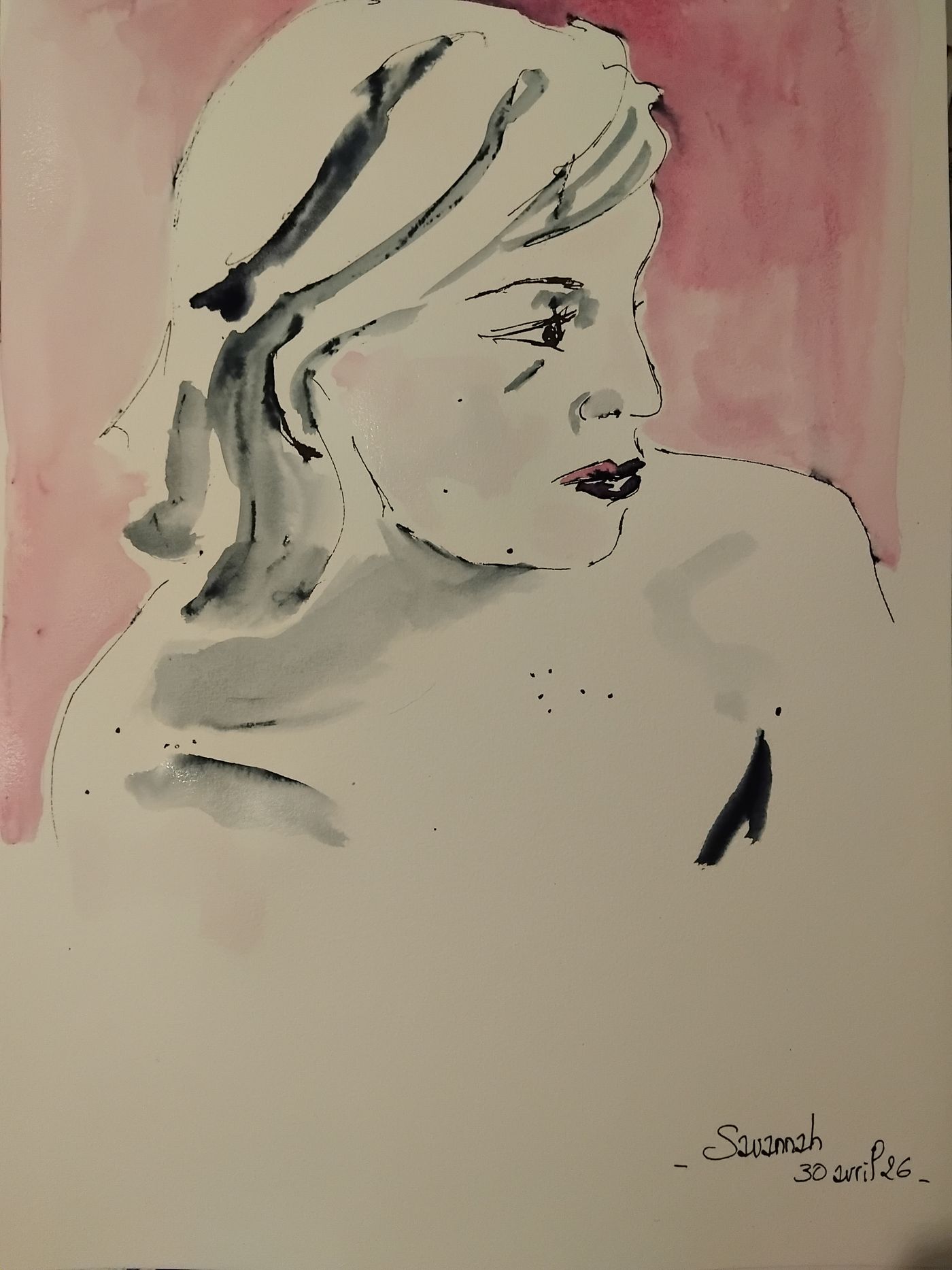 Savannah 30 Avril 26 (4) — Acrylique sur papier, Florence De martino, Portraitiste