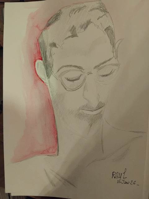 Raul 15 Janvier (3) — Acrylique sur papier, 2026 — œuvre de Florence De martino, art Portraitiste