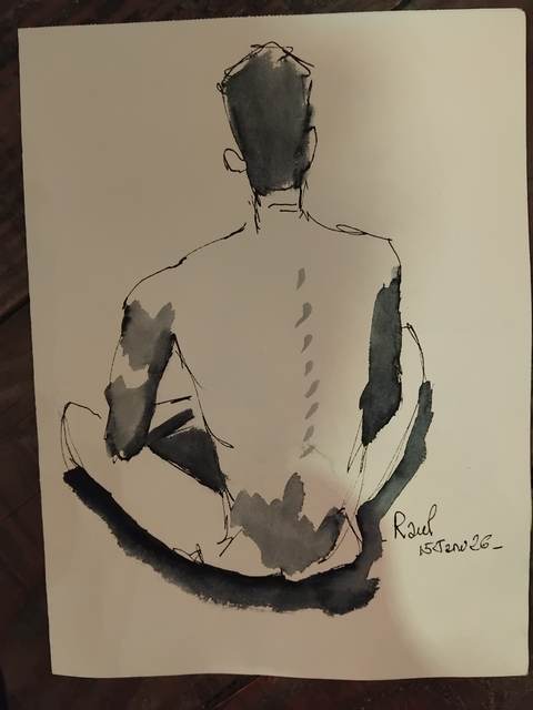 Raul 15 Janvier (5) — Acrylique sur papier, 2026 — œuvre de Florence De martino, art Portraitiste
