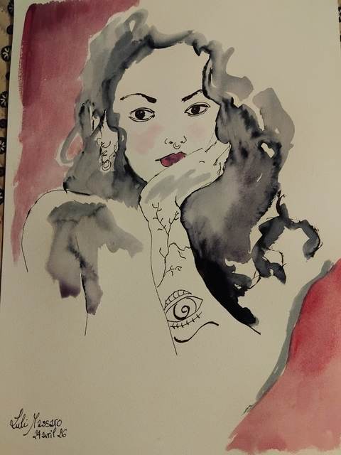 Luli Massaro 24 Avril (6) — Acrylique sur papier, 2026 — œuvre de Florence De martino, art Portraitiste