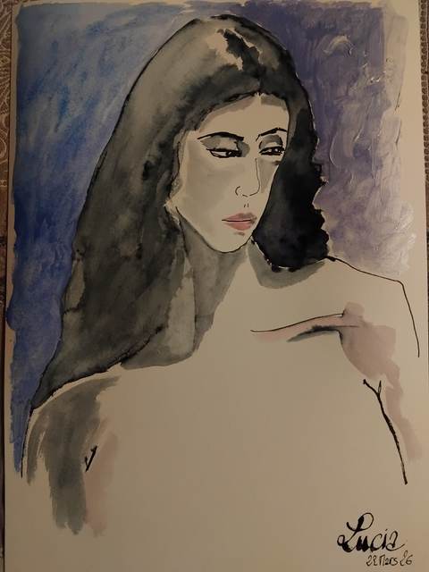 Lucia 22 Mars (4) — Acrylique sur papier, 2026 — œuvre de Florence De martino, art Portraitiste