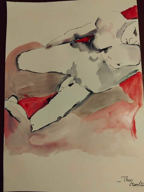 Théo — Acrylique sur papier, 2026 — œuvre de Florence De martino, art Portraitiste