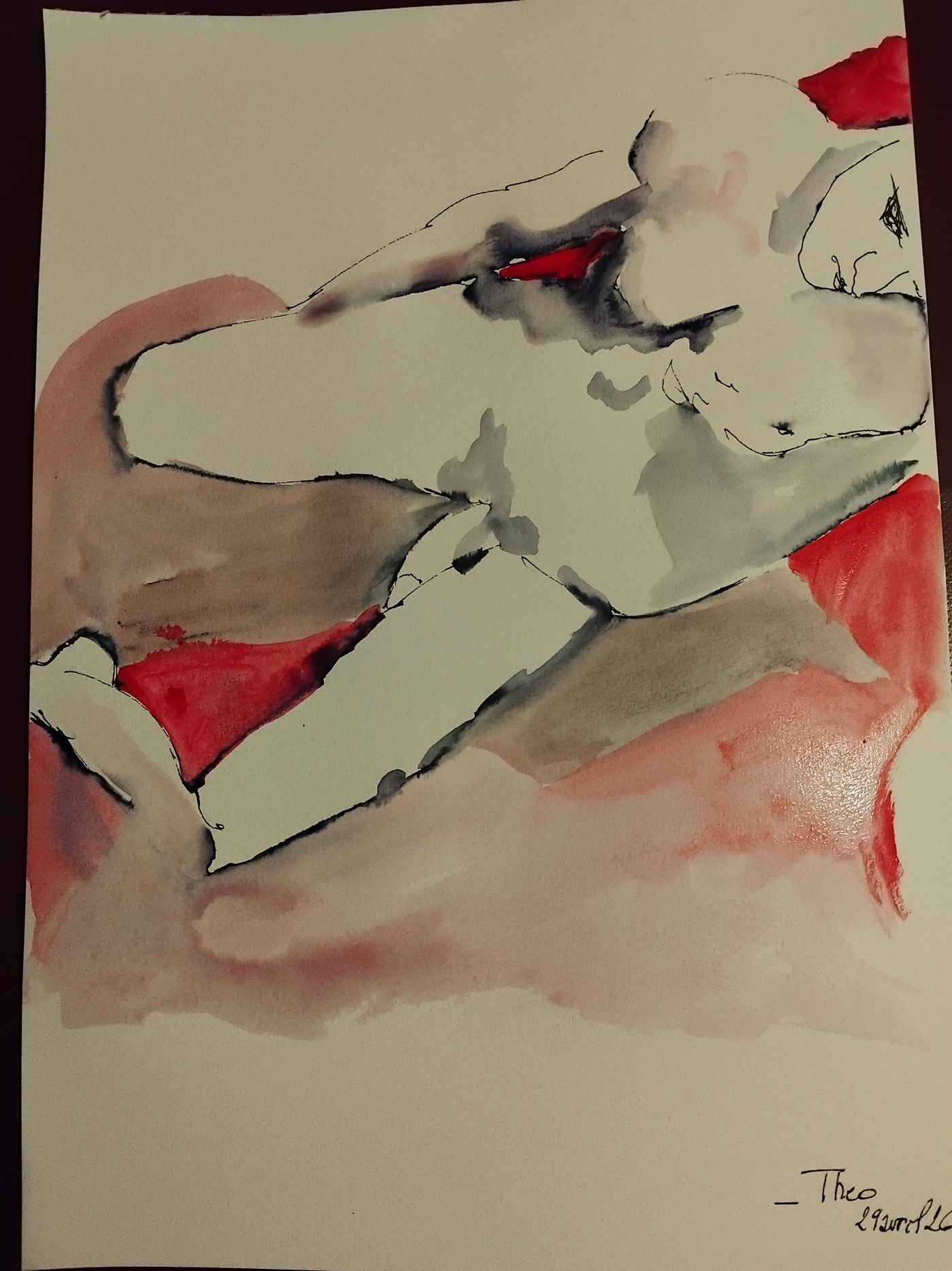 Théo — Acrylique sur papier, Florence De martino, Portraitiste