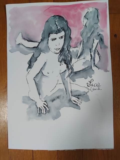 Lucia 2 Janvier (3) — Acrylique sur papier, 2026 — œuvre de Florence De martino, art Portraitiste