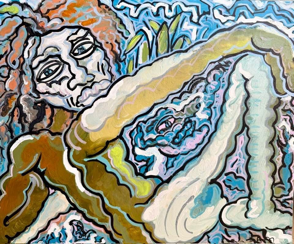 Je fais un sieste dans mon rêve — Acrylique sur toile, 2026 — œuvre de Sam KEUSSEYAN - Gladiateur