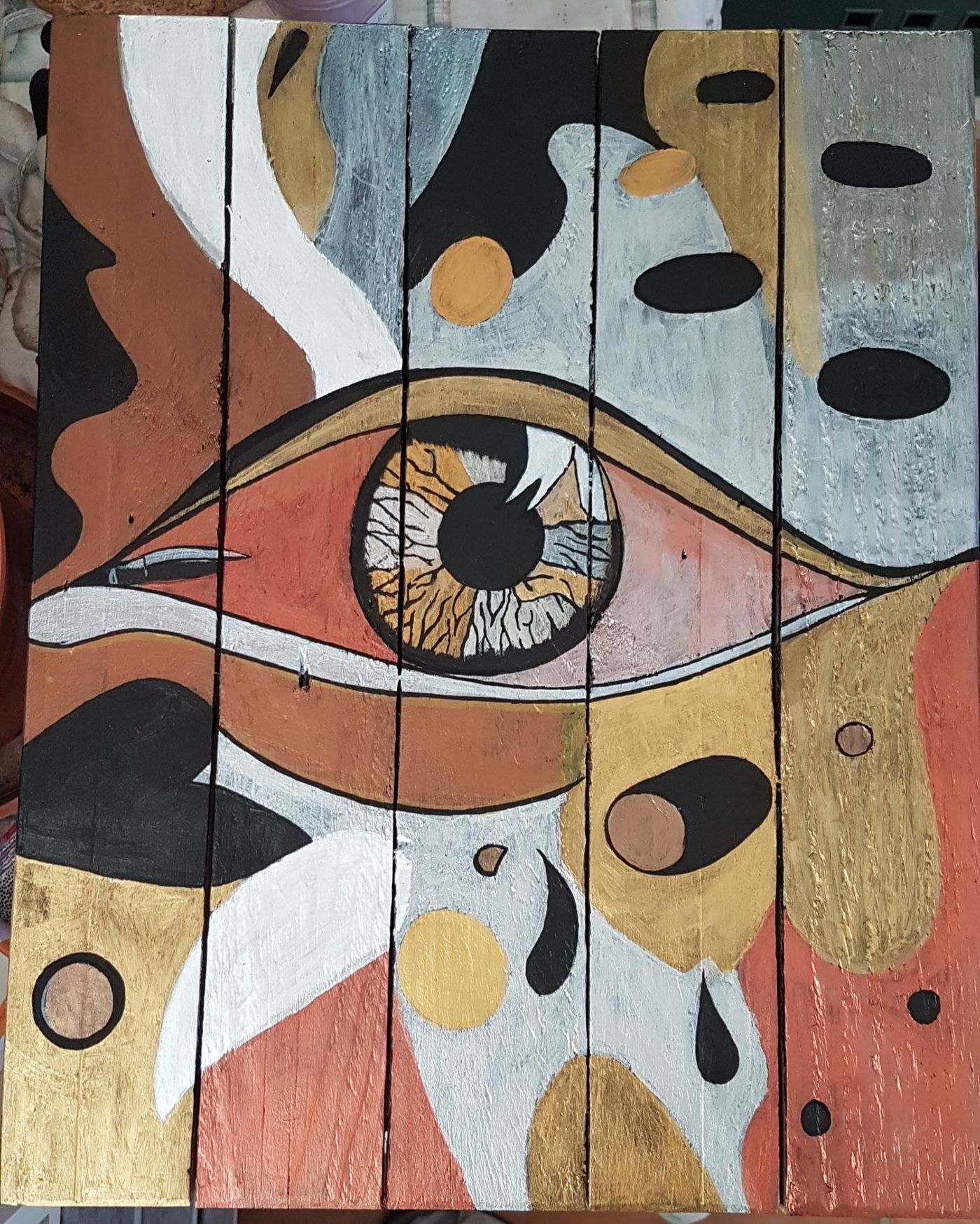 Œil marron — Acrylique — œuvre de Sandra Chevassus