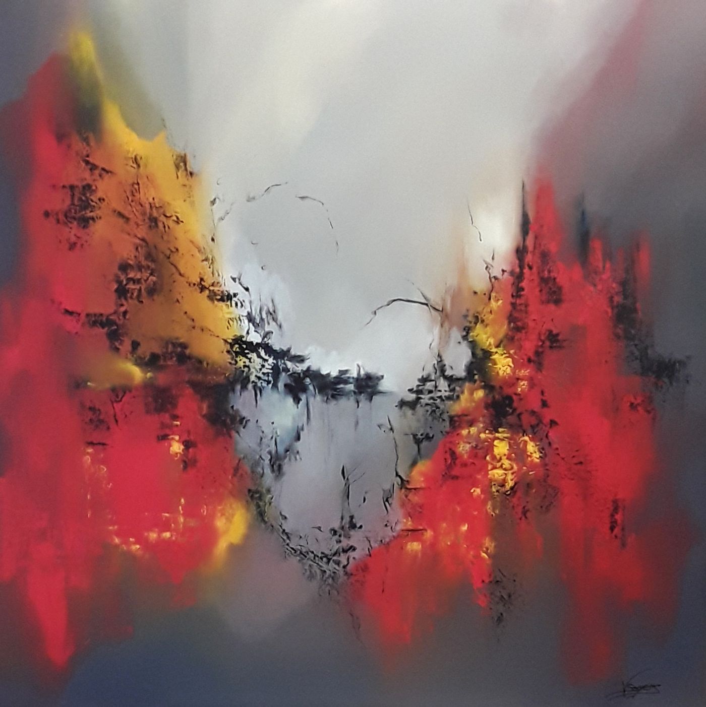 TAHUNA 80X80 — Acrylique sur toile, Virginie Segers, Art abstrait