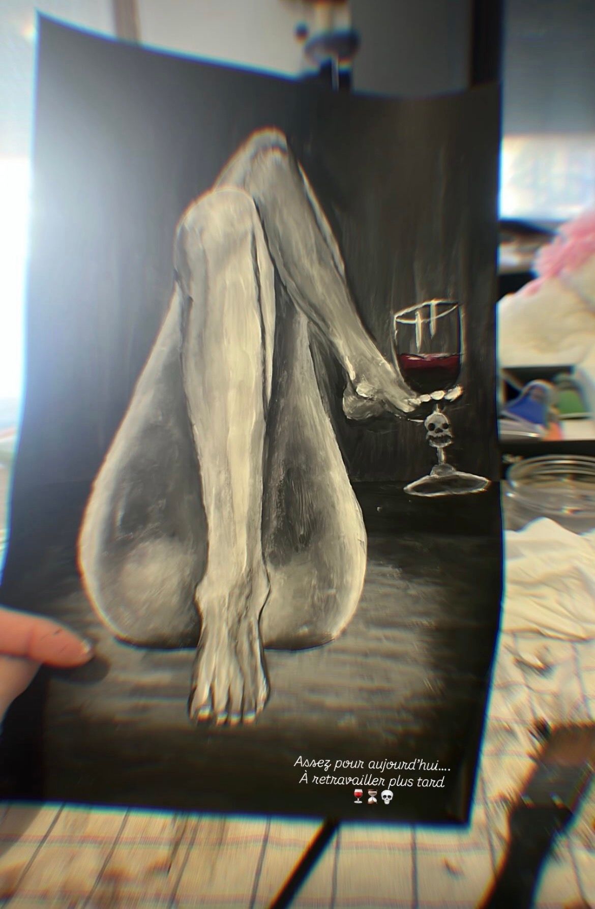 Verre à Pied — Acrylique sur papier, 2025 — œuvre de Louisejgn