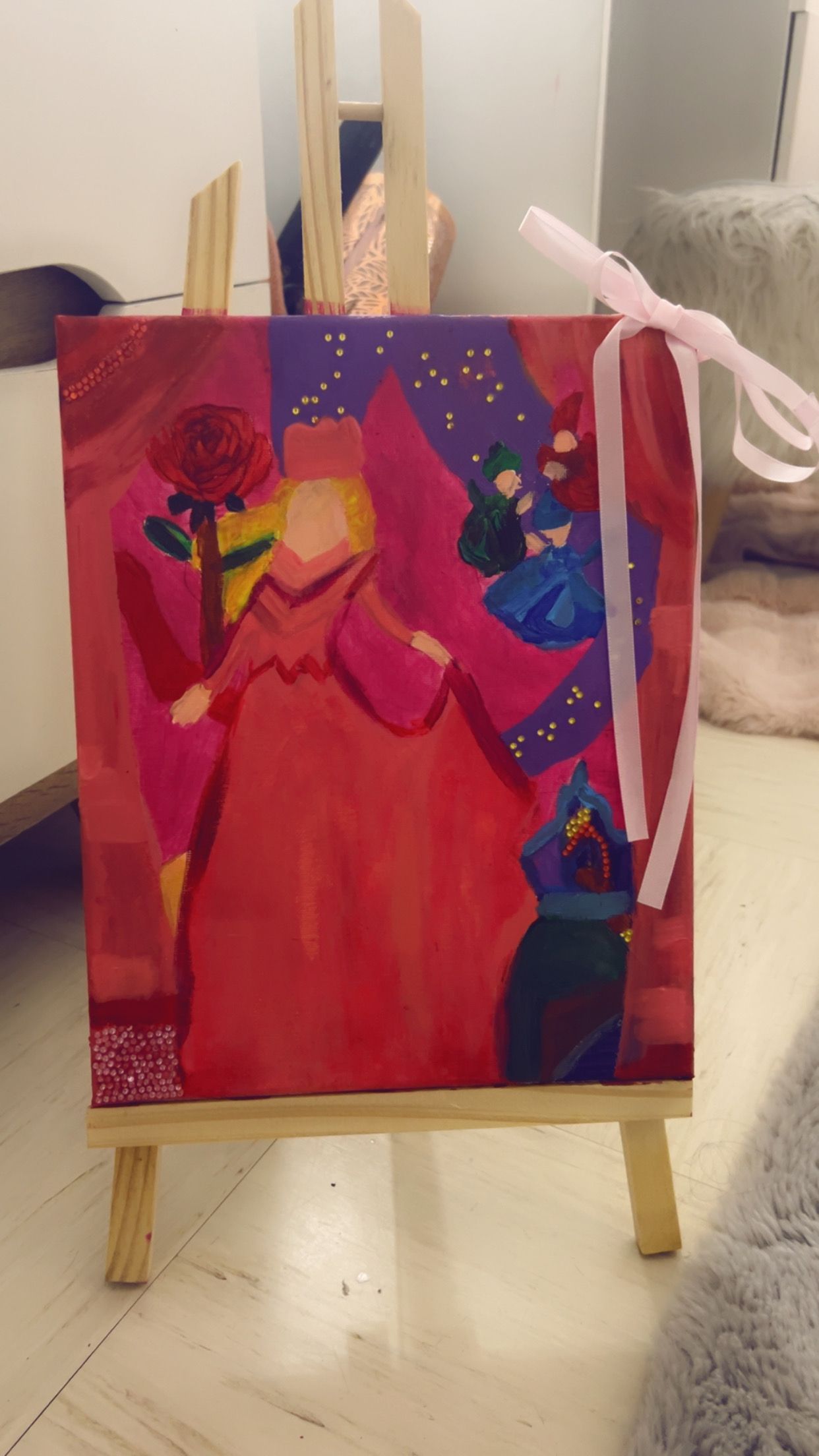 Tableau belle au bois dormant — Acrylique sur toile, 2026 — œuvre de Lola Petit, art Pop Art