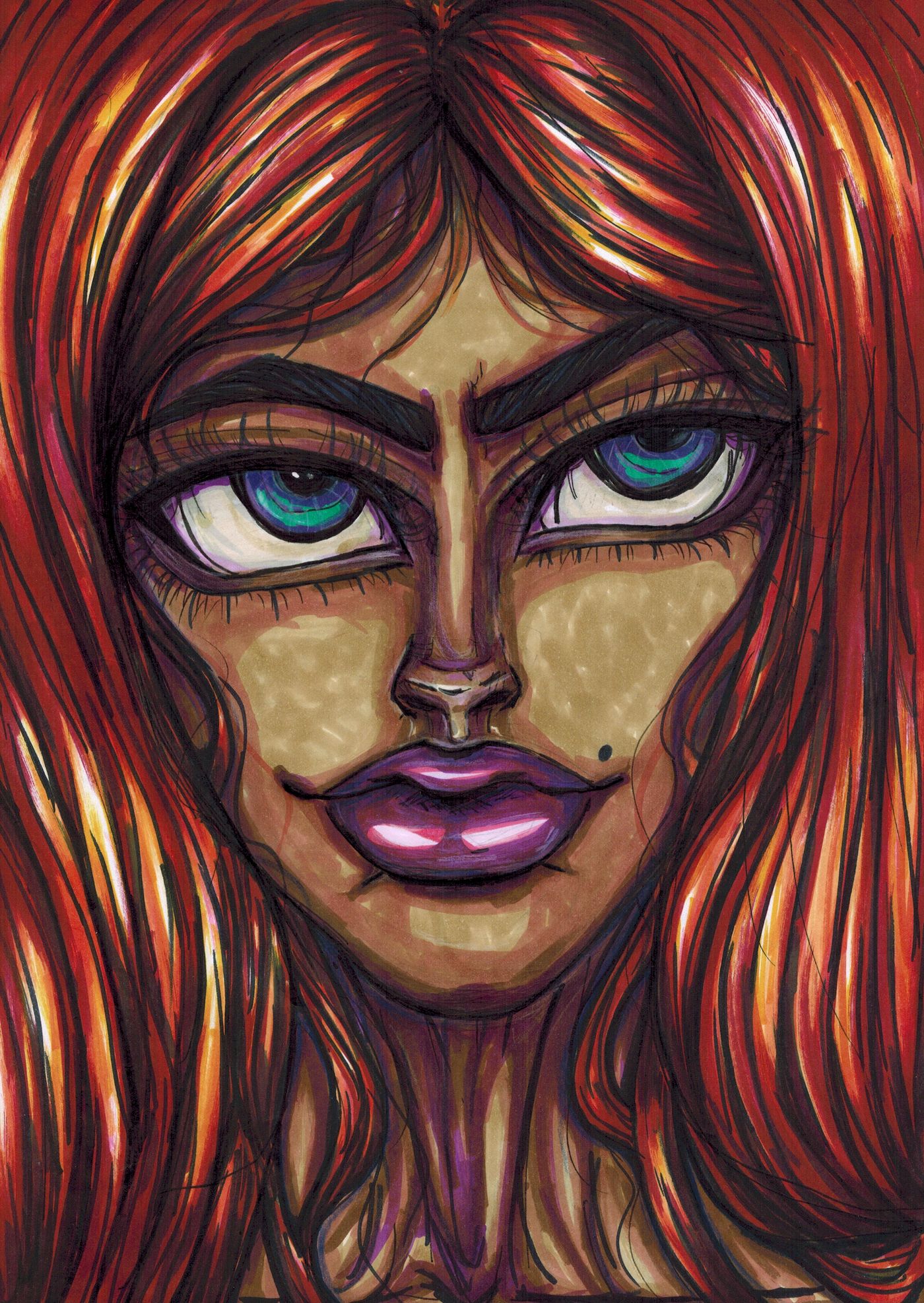 Red Woman — Feutre — œuvre de Border-Arts