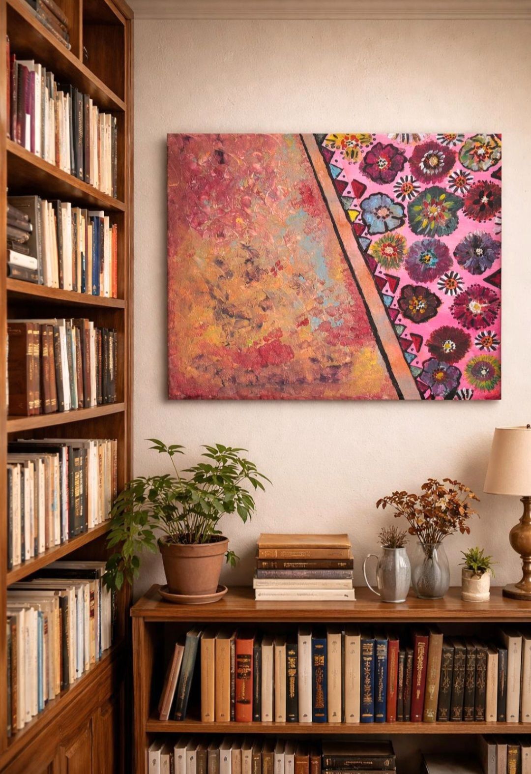 Jardin des Silences 50×61cm — peinture acrylique et peinture à l’huile — œuvre de Milla, art Expressionnisme abstrait