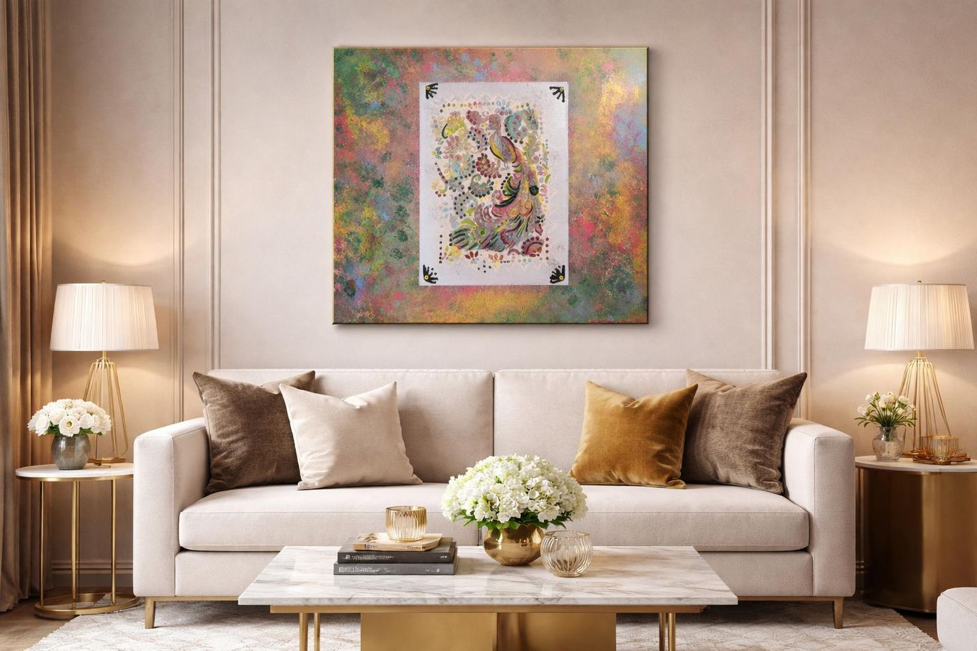 Éclat Royal du Jardin Secret — Acrylique sur toile, 2026 — œuvre de Milla