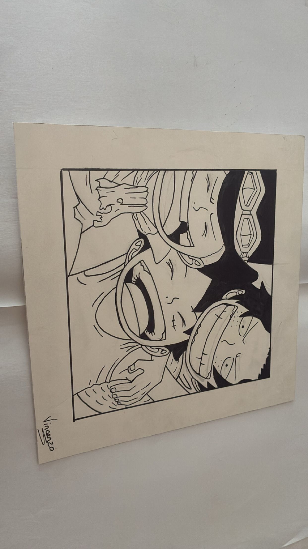 Les trois frères (one piece) — Feutre, crayon à papier — œuvre de Dh13k, art Réalisme