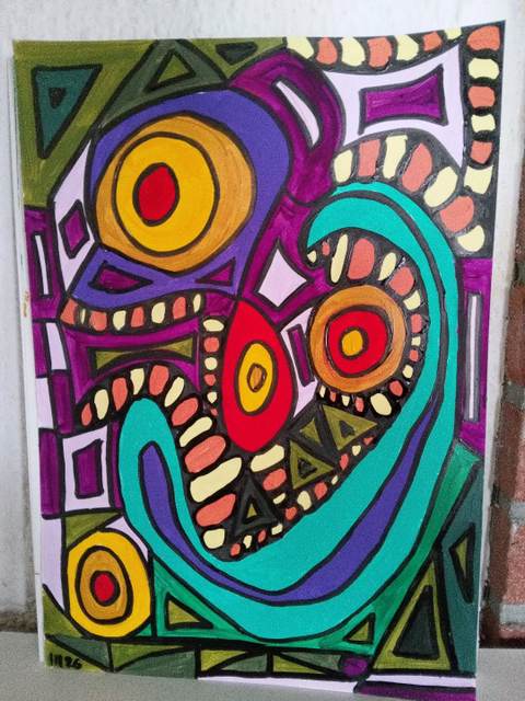 Serpentine — Acrylique sur papier, 2026 — œuvre de CubismishArt, art Abstraction, Figuratif, Art contemporain
