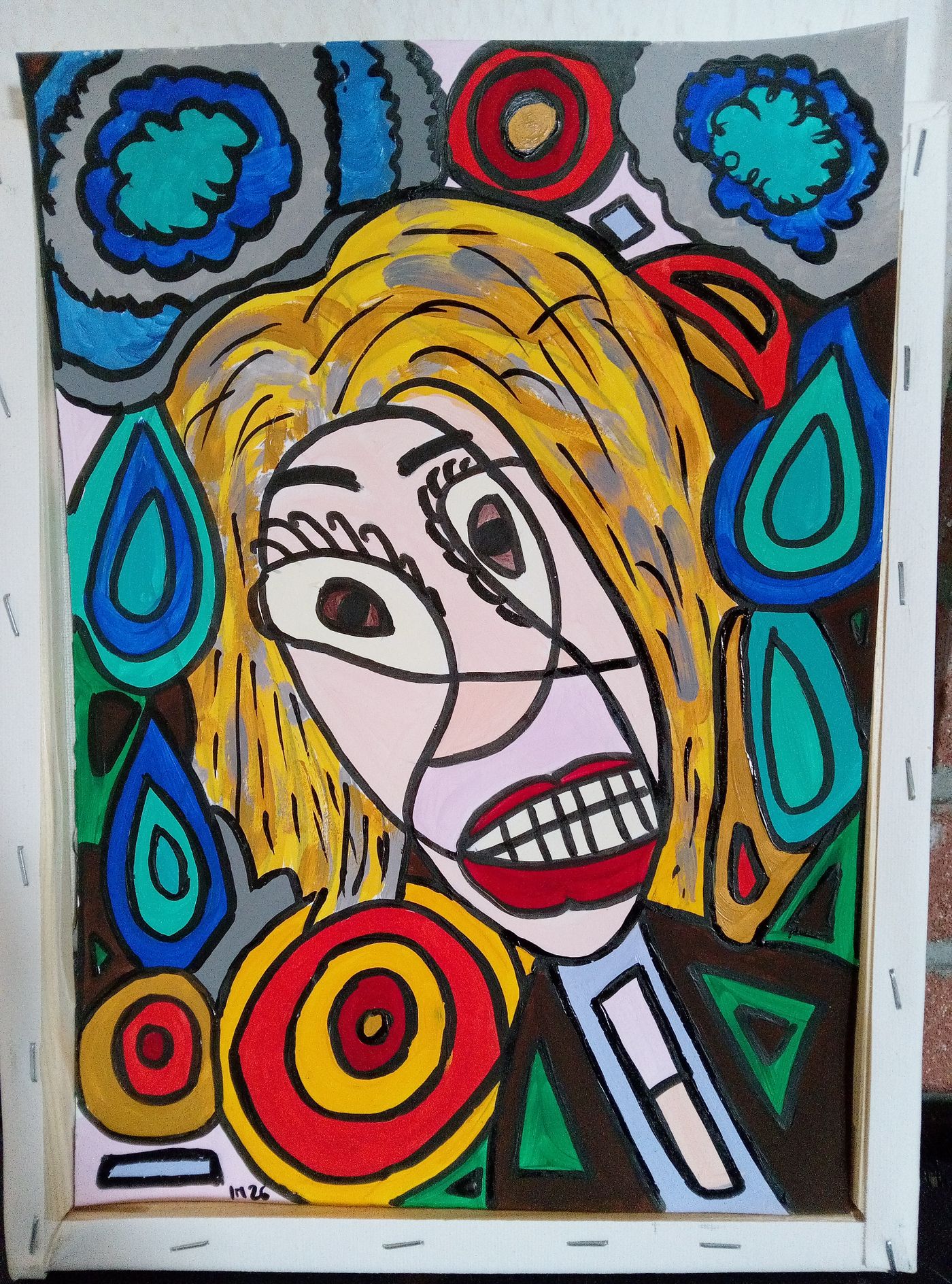 Sous la Pluie — Acrylique sur papier, CubismishArt, Art singulier