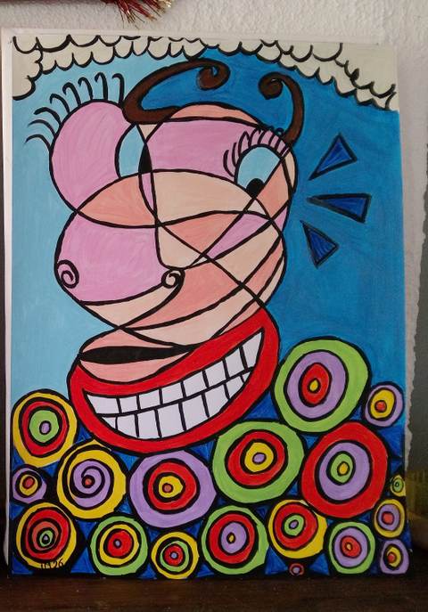 Smile — Acrylique sur papier, 2026 — œuvre de CubismishArt, art Abstraction, Figuratif, Art contemporain