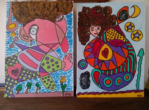 Créatures Etranges — Acrylique sur papier, 2026 — œuvre de CubismishArt, art Abstraction, Figuratif, Art contemporain