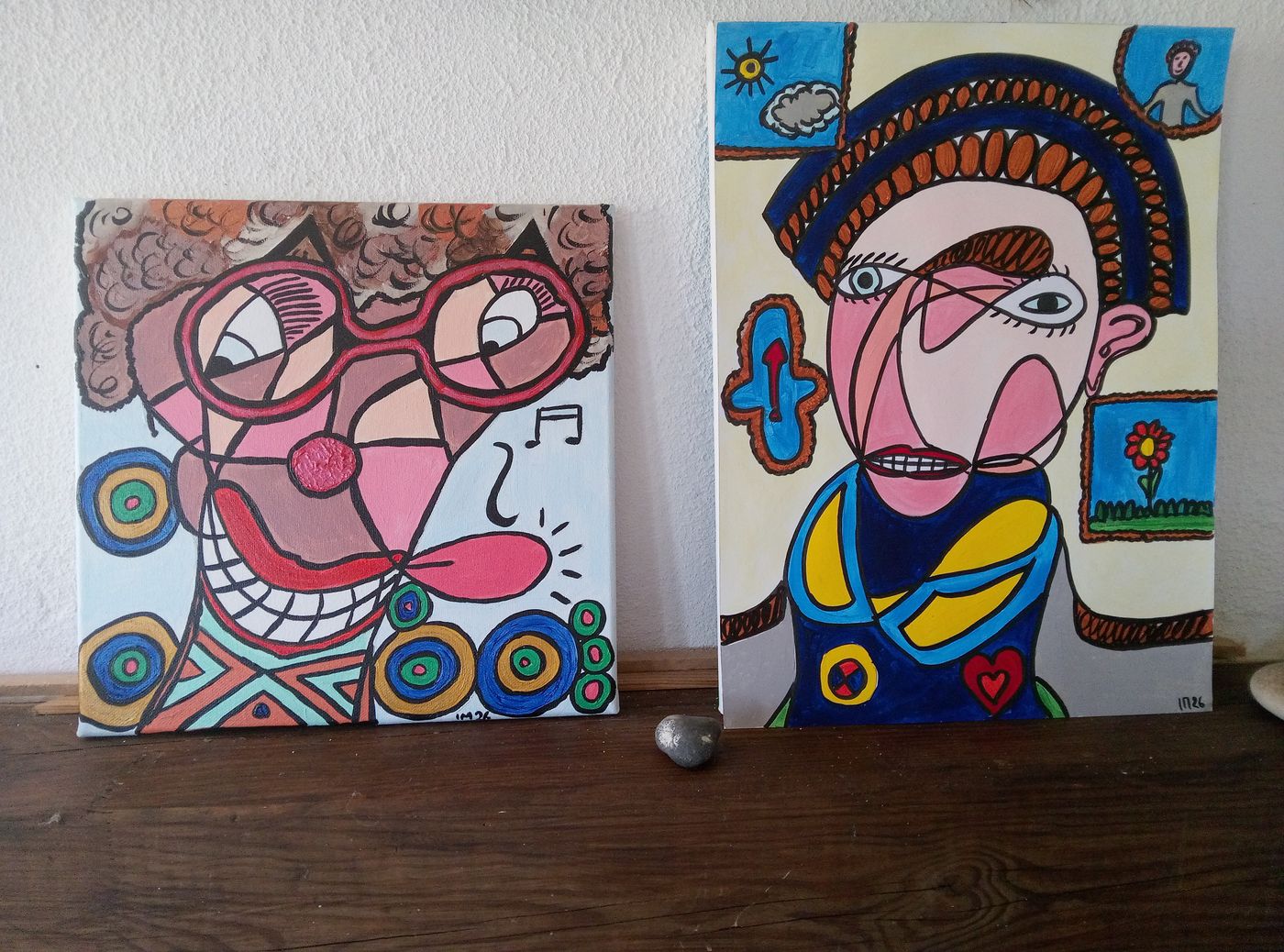 Le Clown et l'Empereur — Acrylique sur toile, CubismishArt, Art singulier
