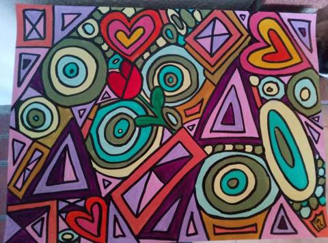 Coeurs — Acrylique sur papier, 2026 — œuvre de CubismishArt, art Abstraction, Figuratif, Art contemporain