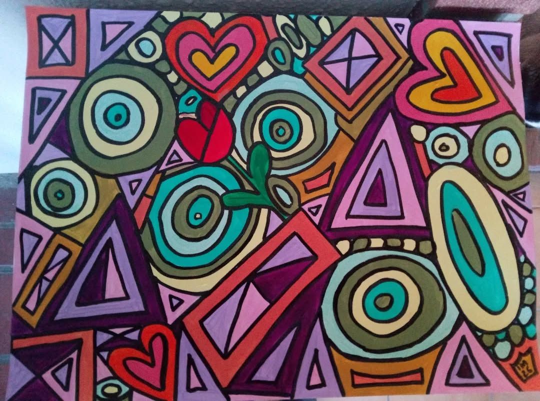 Coeurs — Acrylique sur papier, 2026 — work by CubismishArt